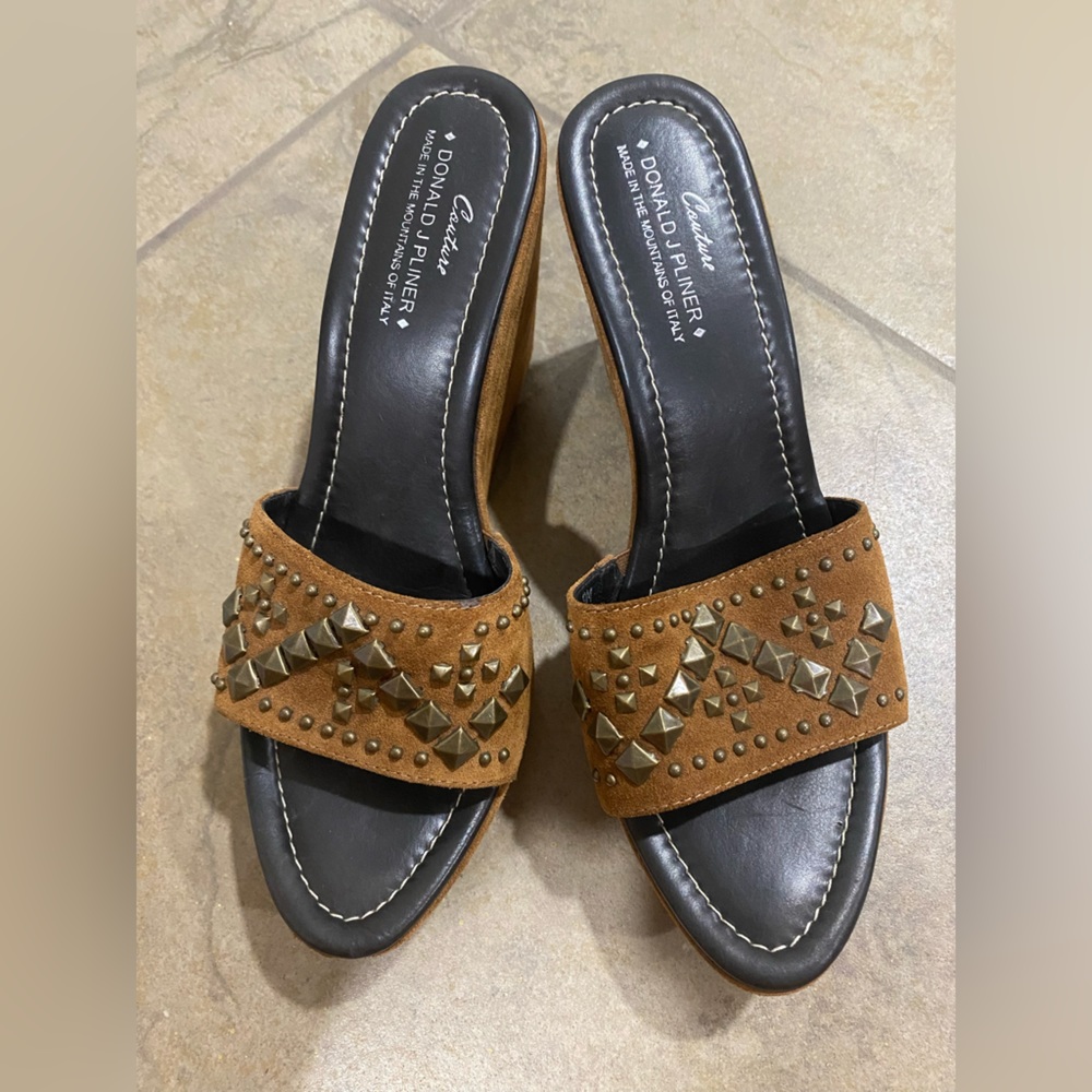 Donald J. Pliner tan studded sandal